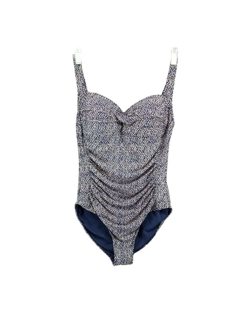 Niptuck Swim Womens 6 Navy Blue Print One Piece Multicup Ruched Shaping Swimsuit
